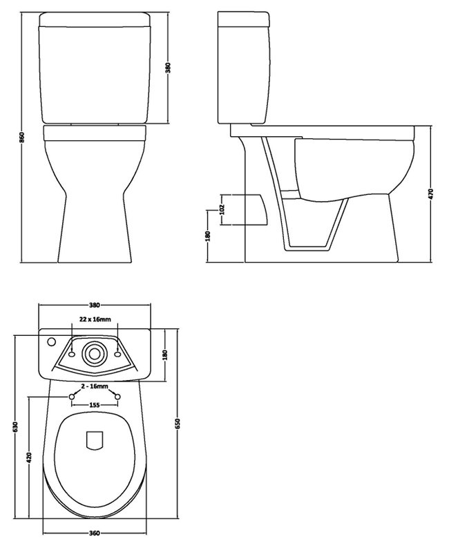 Curated visual reference: Fresh Look at Nuie Single Flush High Rise Close Coupled Toilet